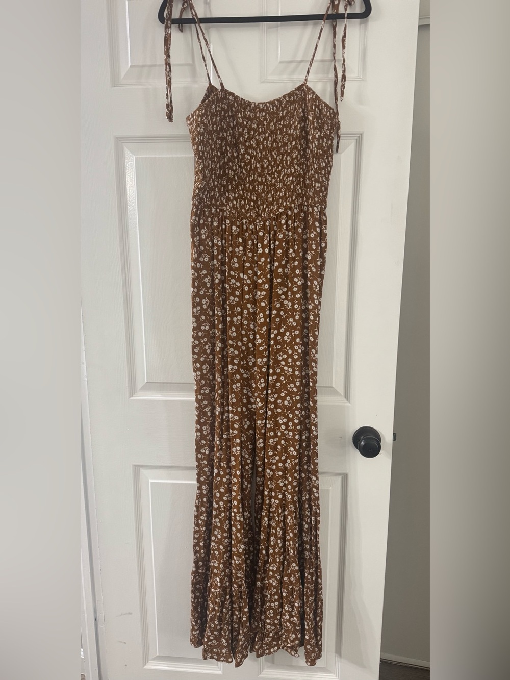 Pink Lily Brown Floral Smocked Maxi